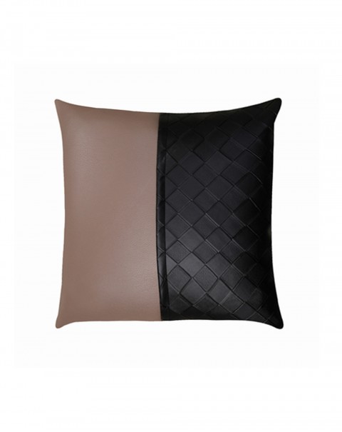 Leather throw pillow leather PU leather imitation cowhide leather stitching sofa living room back woven plaid cushion cushion car