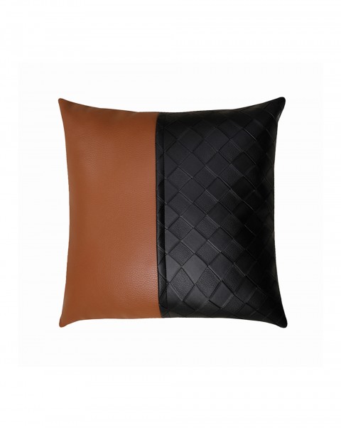 Leather throw pillow leather PU leather imitation cowhide leather stitching sofa living room back woven plaid cushion cushion car